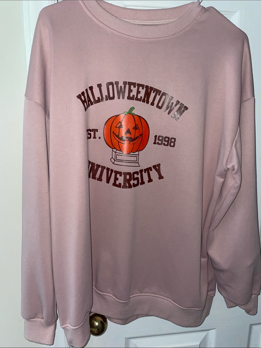 Halloween Town University Pink Pumpkin Crewneck